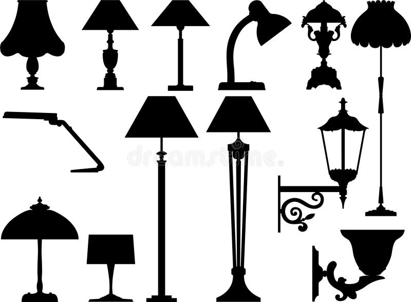 Vector icons of lighting devices in it is black white color. Vector icons of lighting devices in it is black white color.