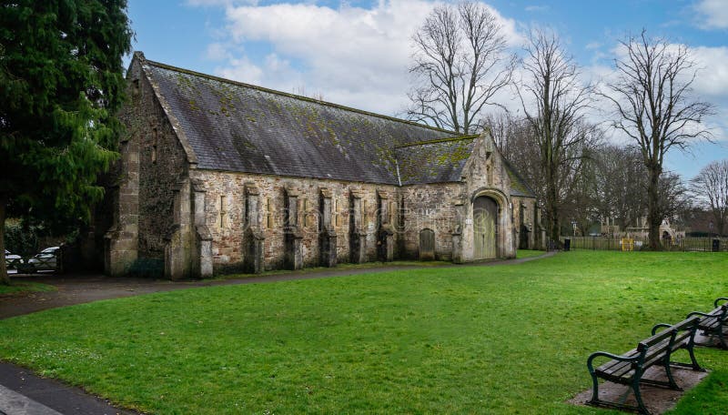 Die Bischofsscheune eine Zehntscheune des 15. Jahrhunderts in den Brunnen Somerset Großbritannien am 16. März 2021