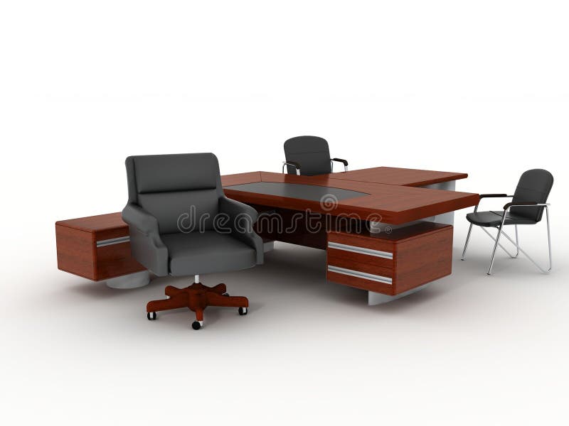 The office directors furniture complete set isolated on white background. The office directors furniture complete set isolated on white background