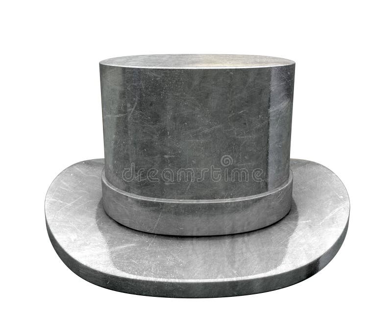 A slightly scratched die-cast top hat on an isolated background. A slightly scratched die-cast top hat on an isolated background