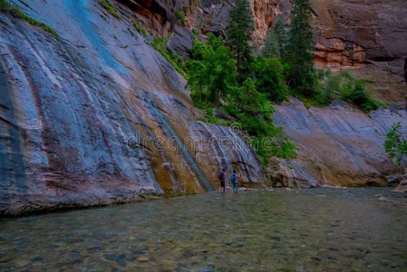 Die Engen und der Jungfrau-Fluss in Zion National Park fanden im südwestlichen von Vereinigten Staaten, nahe Springdale, Utah stockfotografie Die Engen und der Jungfrau-Fluss in Zion National Park fanden im südwestlichen von Vereinigten Staaten, nahe Springdale, Utah stockfotografie