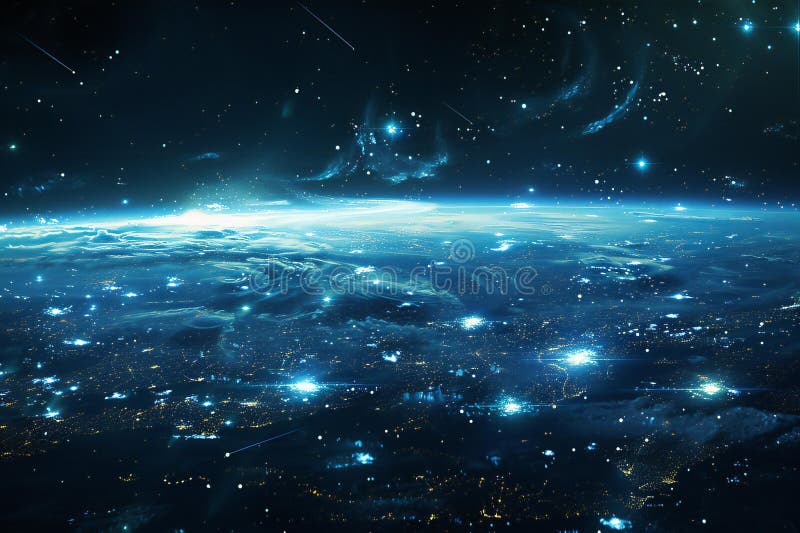 Die Erde mit weißem Licht blau und dunklem Meer vektor abbildung