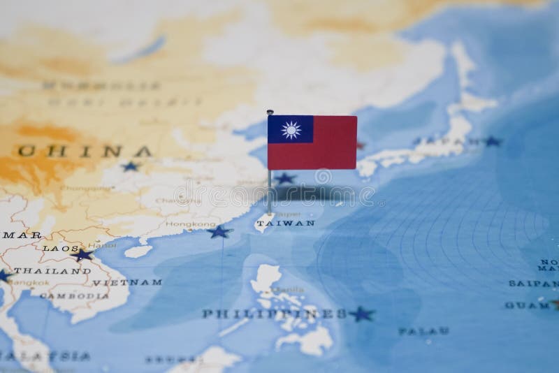 Die Flagge von Taiwan in der Weltkarte
