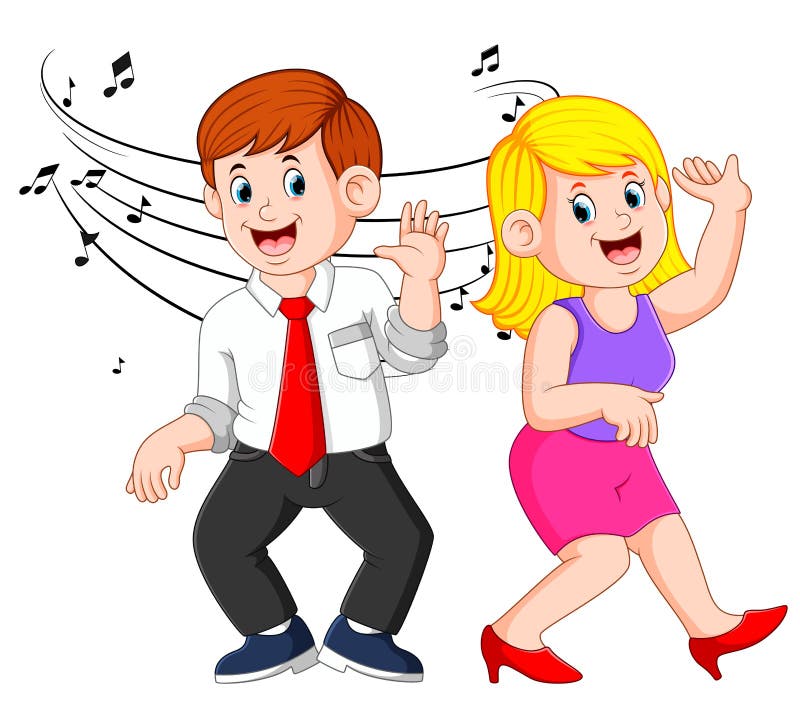 Die Frau und der Mann tanzt zusammen mit dem Lied lizenzfreie abbildung Die Frau und der Mann tanzt zusammen mit dem Lied lizenzfreie abbildung