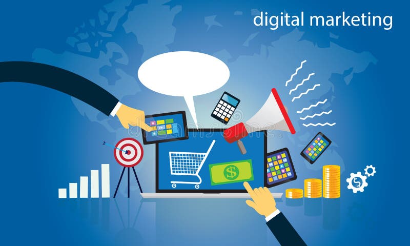 Die goldene Taste oder Erreichen für den Himmel zum Eigenheimbesitze Internet-on-line--Digital-Marketing-Vektor vektor abbildung