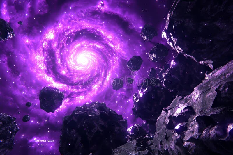 Die große Fläche ist die Heimat einer Spiralgalaxie, die im Licht zahlloser funkelnder Sterne glänzt lizenzfreie stockbilder