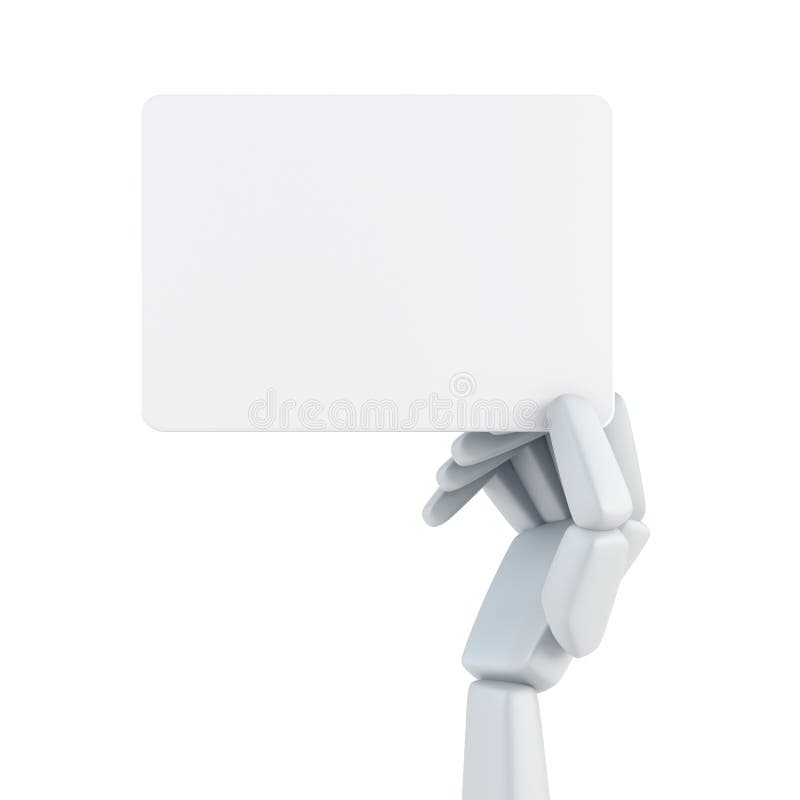 Die Hand des Roboters und leere Visitenkarte des Griffs vektor abbildung Die Hand des Roboters und leere Visitenkarte des Griffs vektor abbildung
