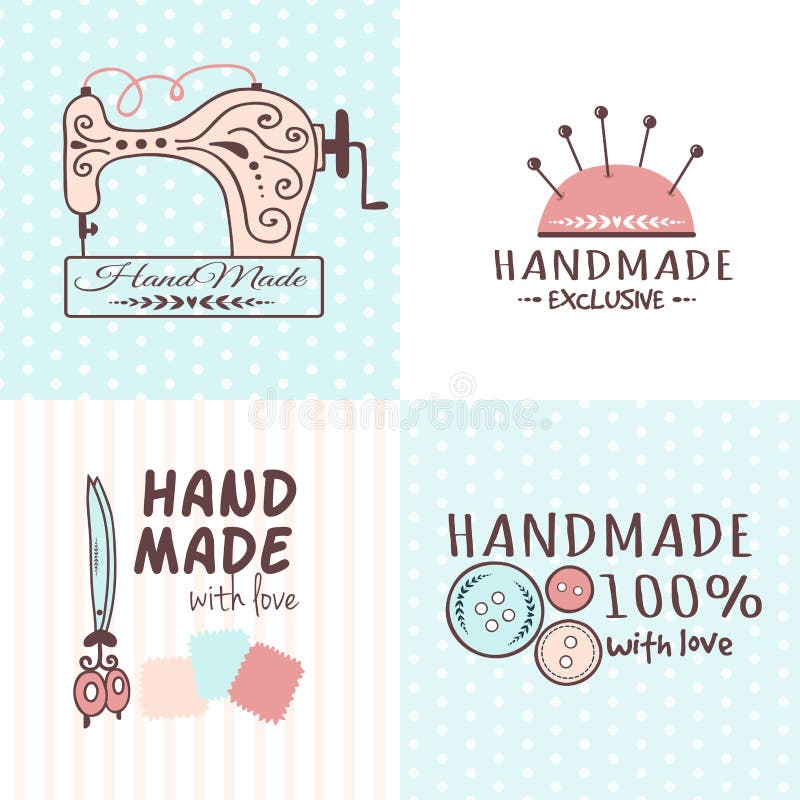 Die handgemachten Näharbeithandwerksausweise, welche die Fahnenmode herstellt Schneiderhandwerkselemente nähen, vector Illustrati vektor abbildung Die handgemachten Näharbeithandwerksausweise, welche die Fahnenmode herstellt Schneiderhandwerkselemente nähen, vector Illustrati vektor abbildung