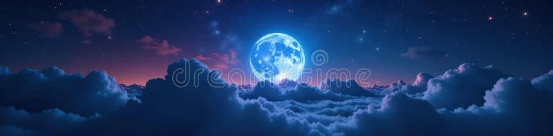 Die helle orb dominiert die nächtliche Himmelshöhe, die glühende mysteriöse Mondlandung Vollmondphase stock abbildung