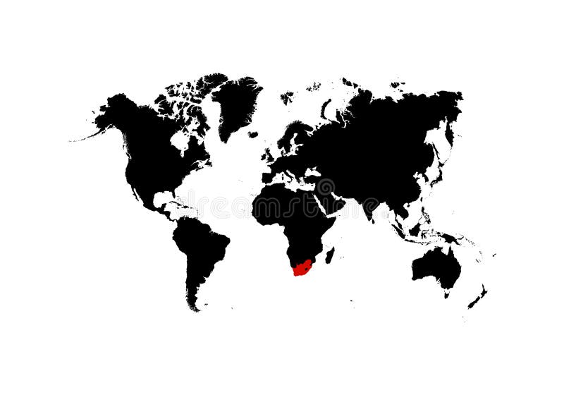 Die Karte Südafrika von wird im Rot auf der Weltkarte - Vektor hervorgehoben lizenzfreie abbildung Die Karte Südafrika von wird im Rot auf der Weltkarte - Vektor hervorgehoben lizenzfreie abbildung