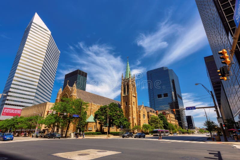 Die Kathedrale von Johannes der Evangelist auf überlegener Allee, Cleveland stockfoto Die Kathedrale von Johannes der Evangelist auf überlegener Allee, Cleveland stockfoto