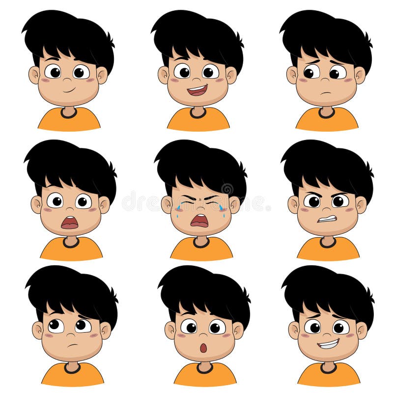 Die Kinder machen das Gesicht viele von den Gefühlen vektor abbildung Die Kinder machen das Gesicht viele von den Gefühlen vektor abbildung
