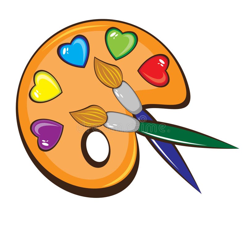 Die Kunstpalette Der Lacke Und Der Pinsel Vektor Abbildung