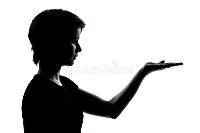 Die leeren Hände von einem jungen Jugendlichmädchen-Schattenbild öffnen sich stockfoto Die leeren Hände von einem jungen Jugendlichmädchen-Schattenbild öffnen sich stockfoto