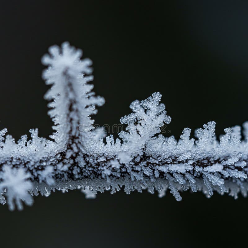 Die Nahe eines frostbedeckten Zweiges mit feinen Eiskristallen in zartem Gewürz vektor abbildung
