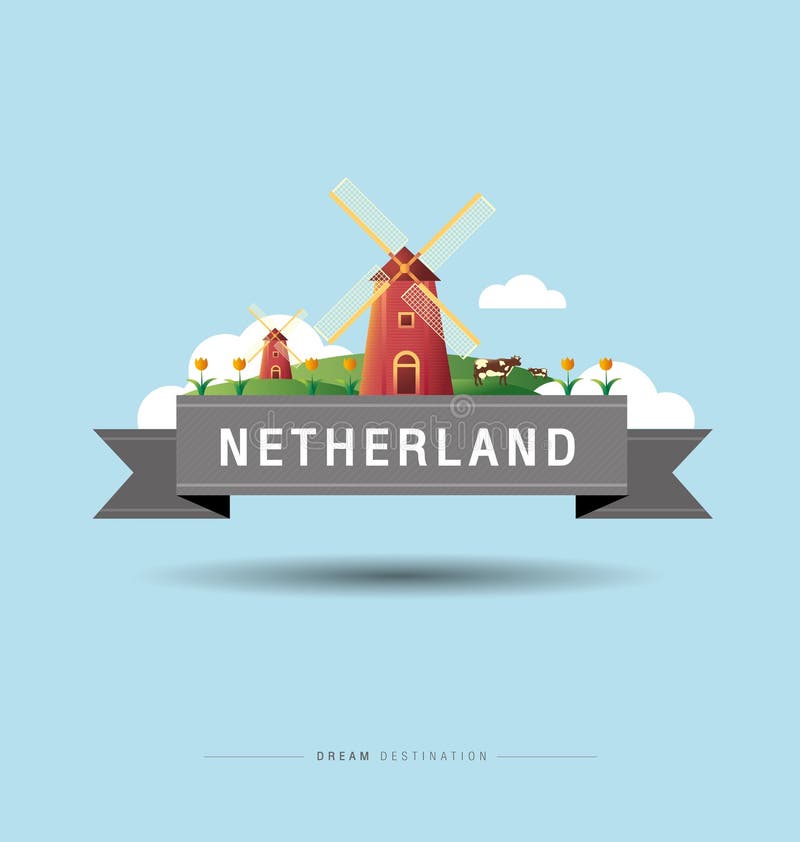 Die Niederlande, Amsterdam, Windmühle, Bestimmungsort, Reise, Stadt scape, Typografie