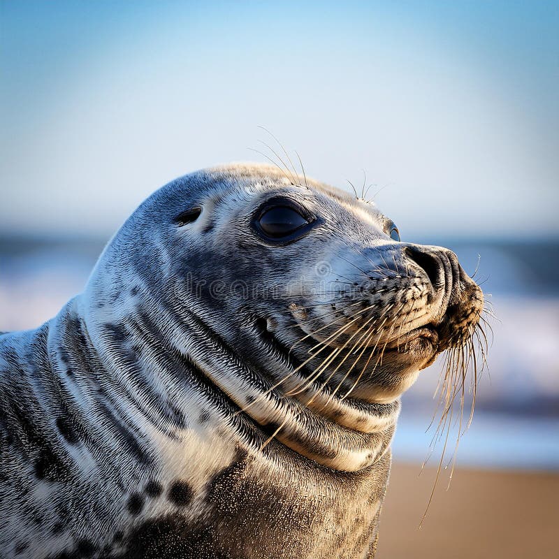 Die Nähe einer grauen Robbe Halichoerus grypus am Strand von Horsey stock abbildung