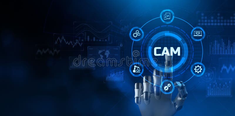 Die Produktionstechniksystems Nockens computergestütztes Intelligentes Technologiekonzept vektor abbildung