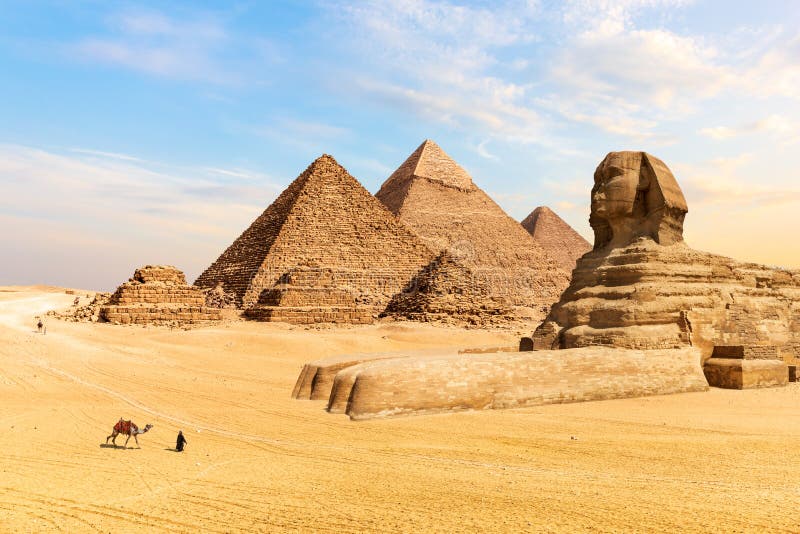 Die Pyramiden von Giseh und von großen Sphinxe, Ägypten stockfoto Die Pyramiden von Giseh und von großen Sphinxe, Ägypten stockfoto