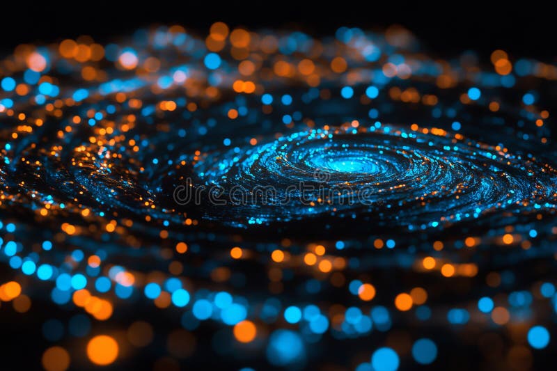 Die riesige Weite des Raums beherbergt eine Spiralgalaxie, die im strahlenden Glanz zahlloser Sterne erstrahlt lizenzfreies stockfoto