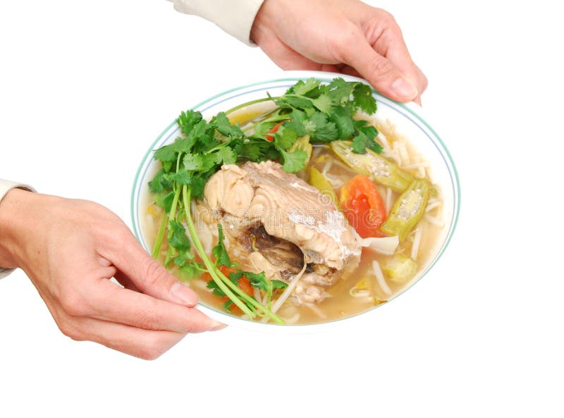 DIE SAURE SUPPE-MAHLZEIT stockbild