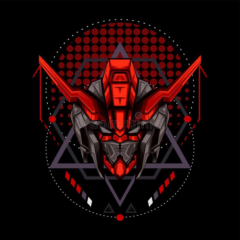 Die Schwarze Rote Geweih-Roboterillustration vektor abbildung