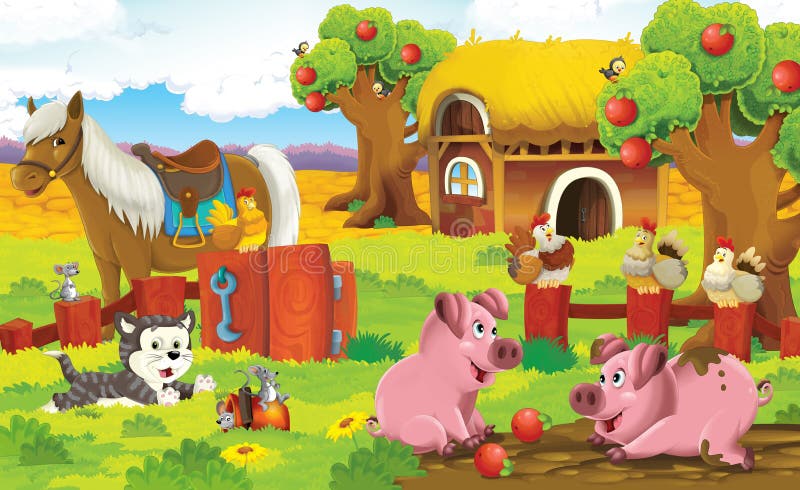 Beautiful and colorful farm related illustration for the children. Beautiful and colorful farm related illustration for the children