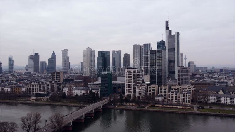 Die Skyline Finanzbezirkes Frankfurter Deutschland stock video footage