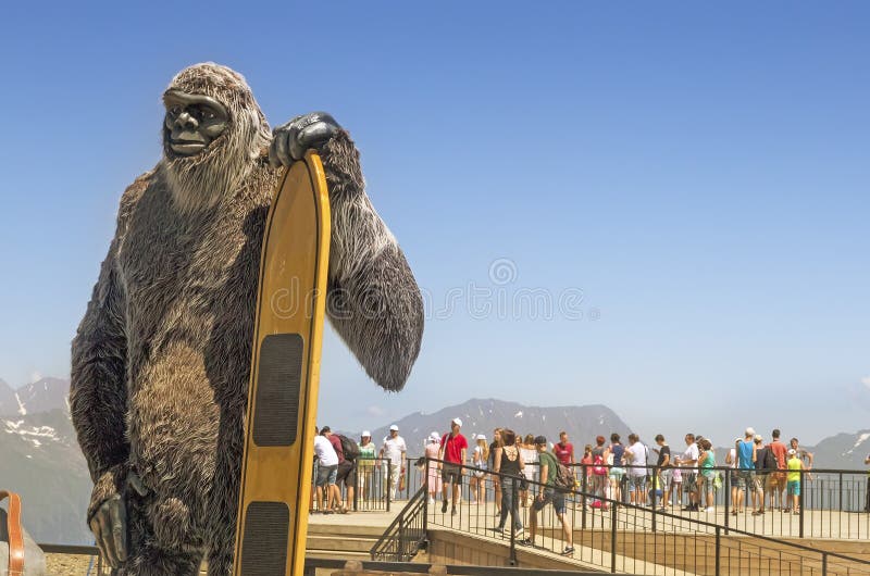 In the mountains at the highest point of the ski resort created the symbolic figure of `Bigfoot`. In the mountains at the highest point of the ski resort created the symbolic figure of `Bigfoot`.