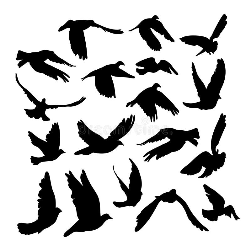 Die Tauben und Tauben, die für Friedenskonzept und -Hochzeit eingestellt werden, entwerfen Fliegender Taubenskizzensatz lizenzfreie abbildung Die Tauben und Tauben, die für Friedenskonzept und -Hochzeit eingestellt werden, entwerfen Fliegender Taubenskizzensatz lizenzfreie abbildung