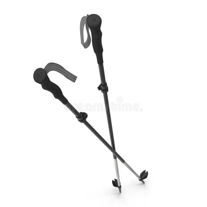 Die Wanderstöcke wandern lokalisiert auf weißer Illustration 3D stockbild Die Wanderstöcke wandern lokalisiert auf weißer Illustration 3D stockbild