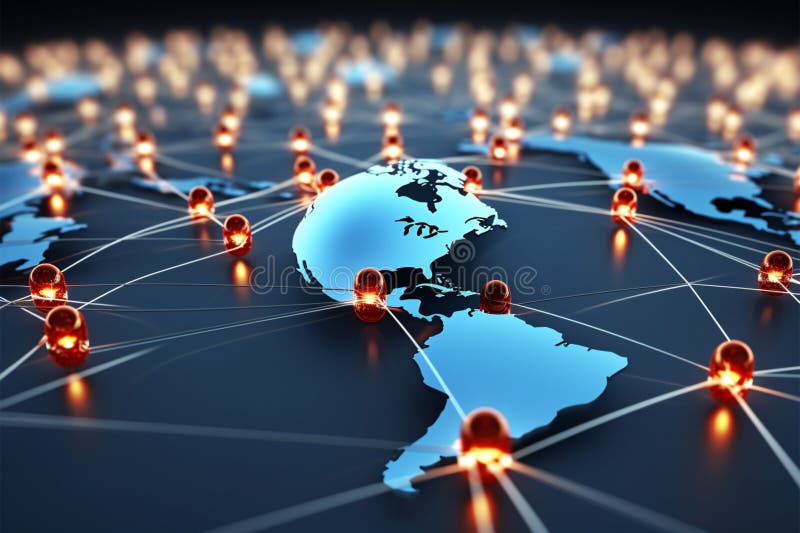 Die Weltkarte veranschaulicht die moderne globale Netzwerkverbindung vektor abbildung