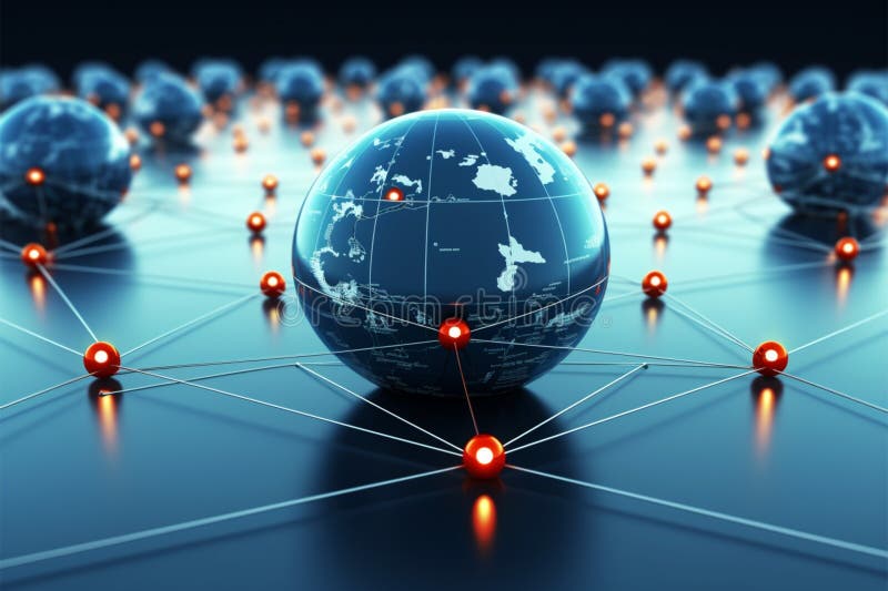 Die Weltkarte veranschaulicht die moderne globale Netzwerkverbindung stock abbildung