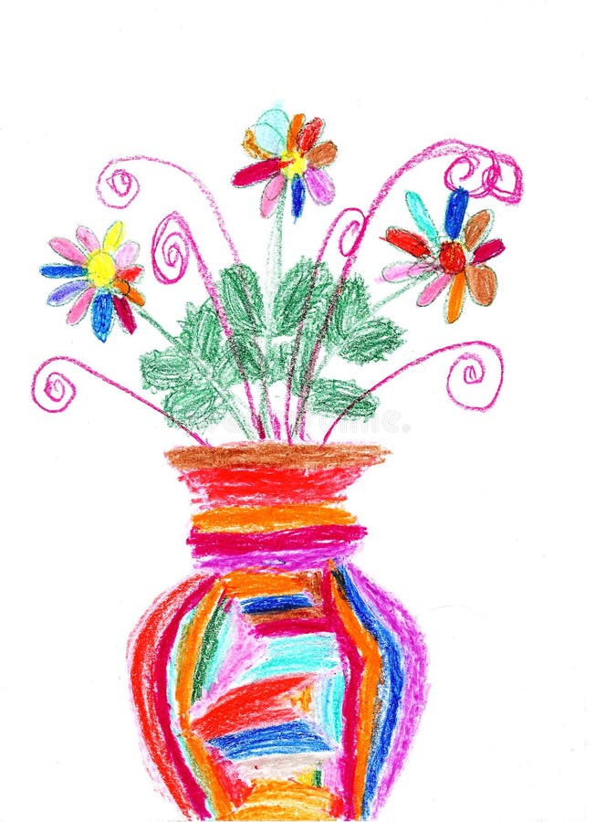 Die Zeichnung der Kinder eines bunten Blumenstraußes lizenzfreie abbildung Die Zeichnung der Kinder eines bunten Blumenstraußes lizenzfreie abbildung