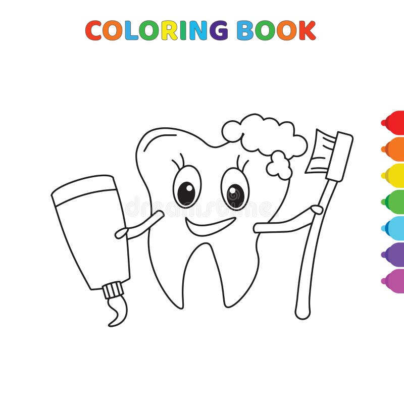 Libro De Colorear, Diente Feliz Ilustración del Vector - Ilustración de  oral, dentista: 135799107