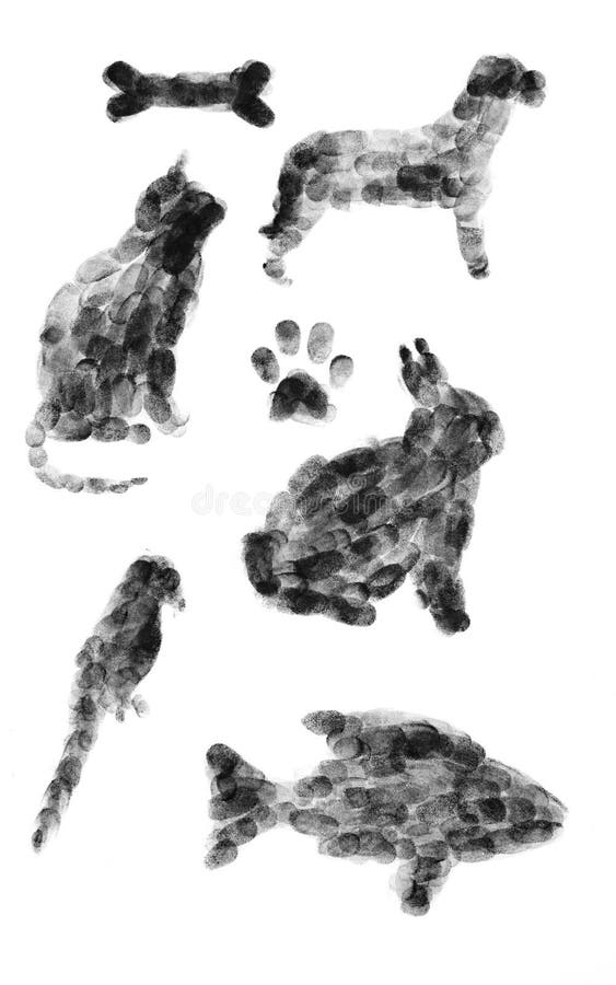 Dieren die uit Vingerafdrukken worden samengesteld royalty-vrije stock foto Dieren die uit Vingerafdrukken worden samengesteld royalty-vrije stock foto