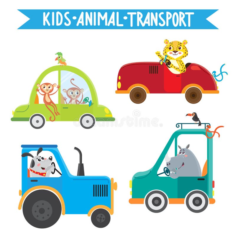 Dieren die voertuigen drijven stock illustratie Dieren die voertuigen drijven stock illustratie