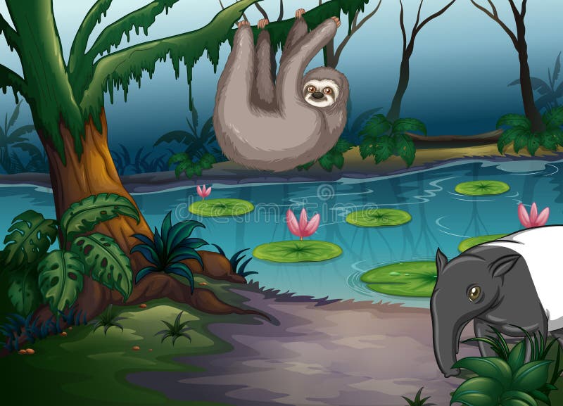 Dieren en vijver vector illustratie Dieren en vijver vector illustratie