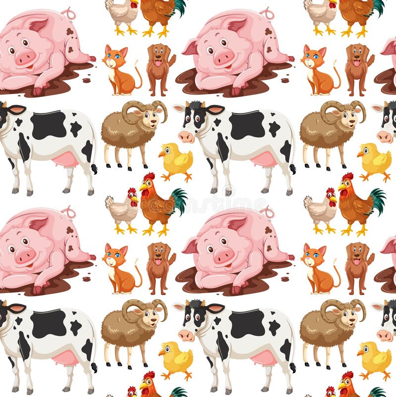 Dieren op naadloze achtergrond royalty-vrije illustratie Dieren op naadloze achtergrond royalty-vrije illustratie