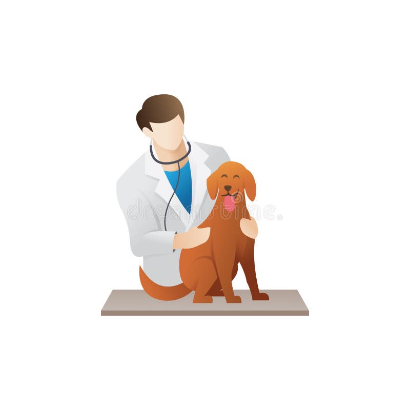 Dierenarts met een hond stock illustratie Dierenarts met een hond stock illustratie