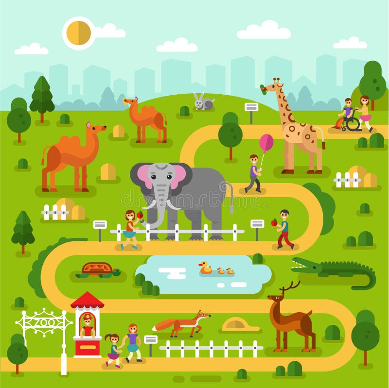 Dierentuinkaart vector illustratie Dierentuinkaart vector illustratie