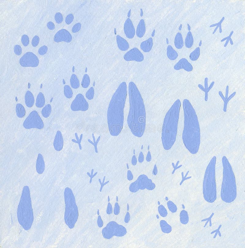 Dierenvoetafdrukken in de sneeuw vector illustratie Dierenvoetafdrukken in de sneeuw vector illustratie