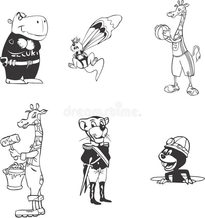 Misc humanized animal mascots for print and web use. Misc humanized animal mascots for print and web use.