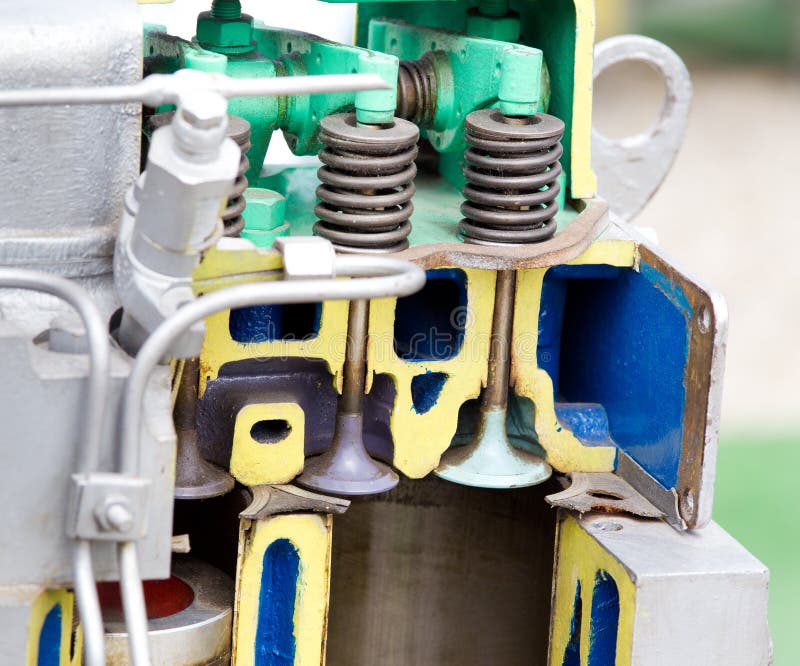 Close up of piston of diesel engine section. Generator cutaway stock images, royalty-free photos and pictures