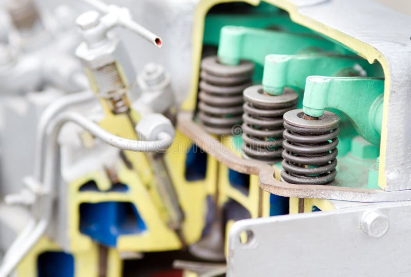 Close up of diesel engine section on black background. Generator cutaway stock images, royalty-free photos and pictures