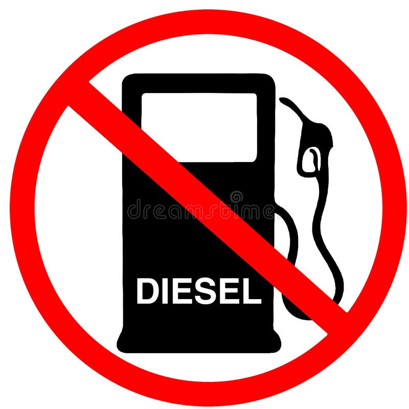 Diesel not in sale not allowed to buy diesel fuel gas station prohibition red circular road sign isolated. Diesel not in sale not allowed to buy diesel fuel gas station prohibition red circular road sign isolated
