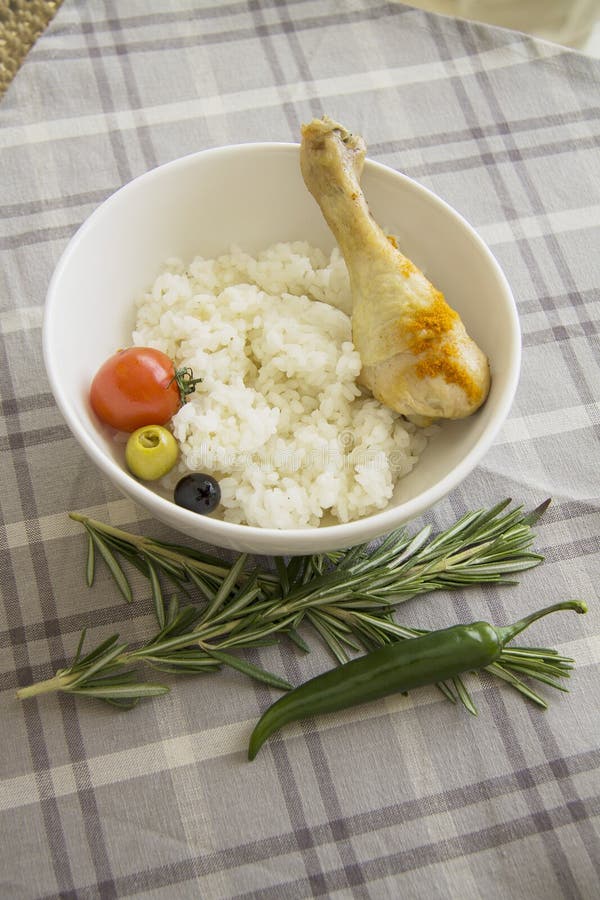 Diet Food Boiled Rice Chicken Leg Vertical Stock Photos Free & RoyaltyFree Stock Photos from