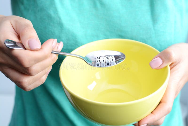 Diet Plan Concept with Little Spoon and Empty Bowl Stock Image Image