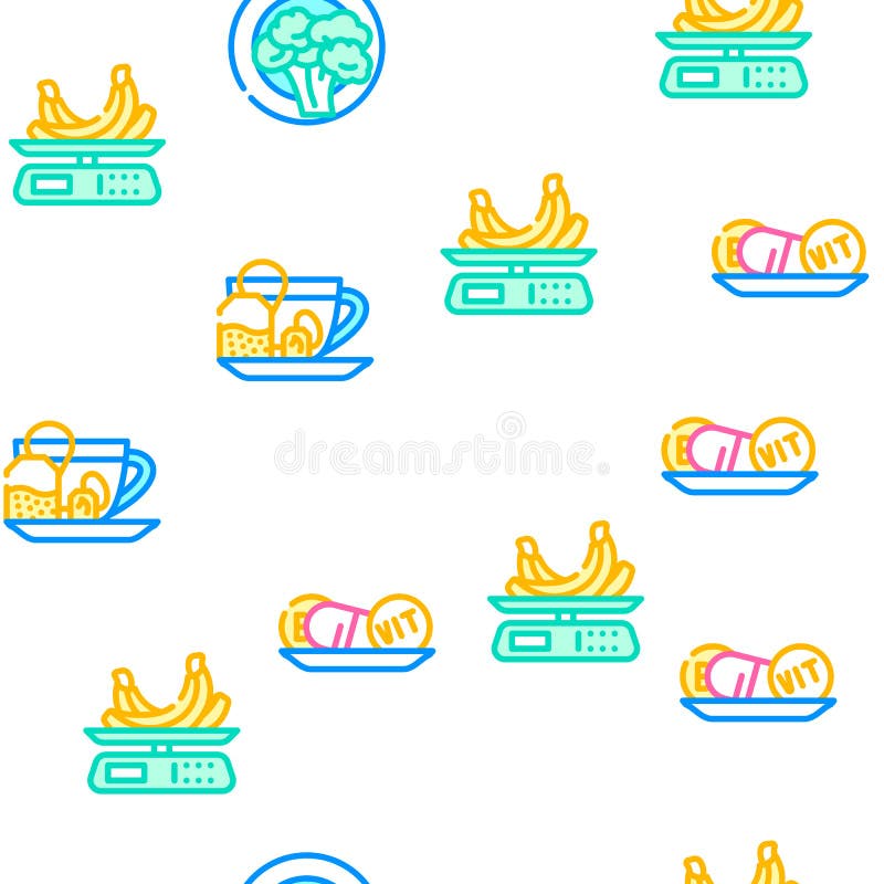 Diet Products And Tool Vector Seamless Pattern stock illustration