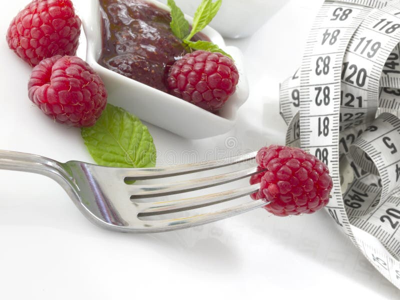 Diet with raspberries stock image. Image of glass, delicious 28155869